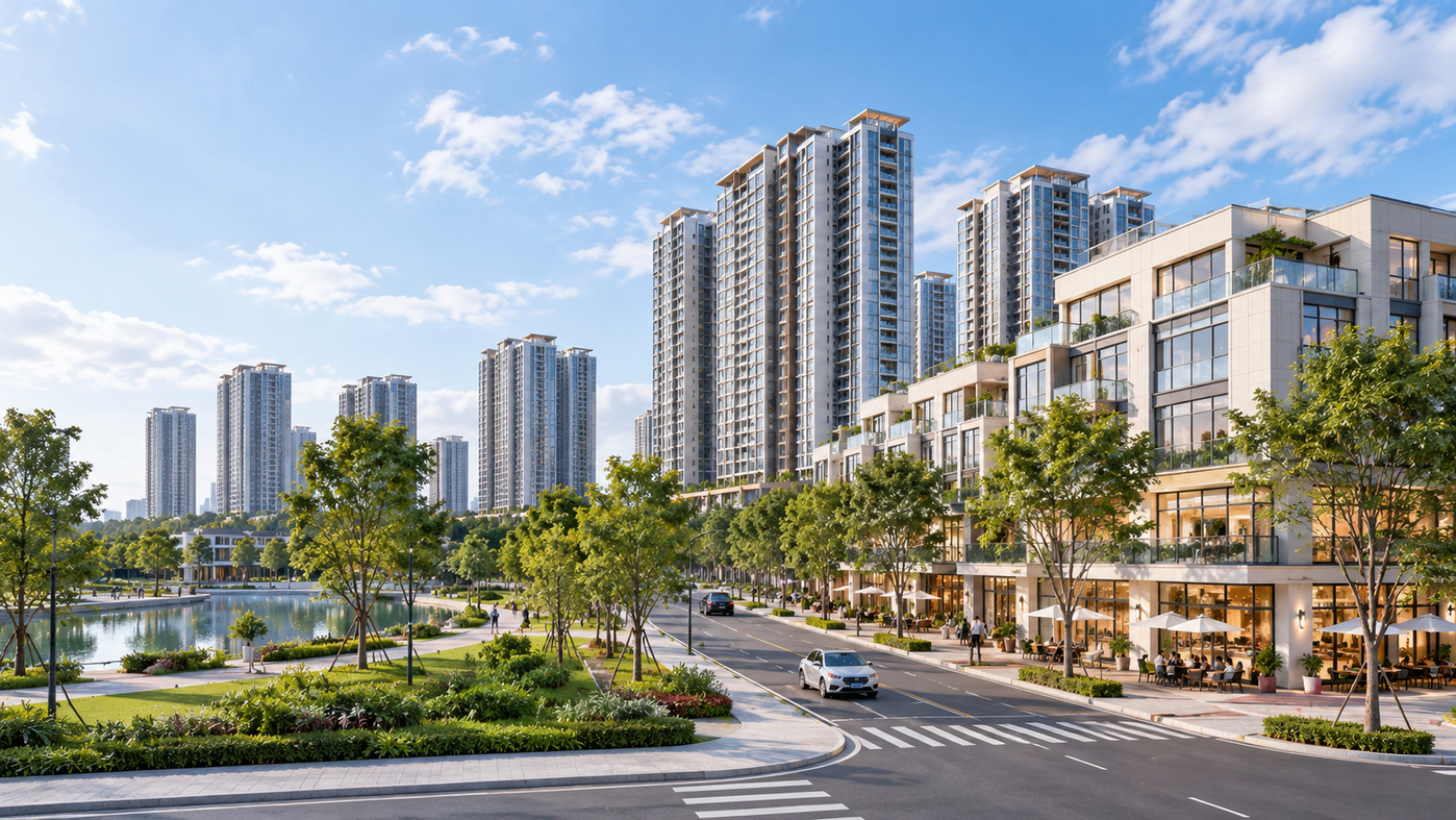 Modern Green High-Rise Neighborhood.png